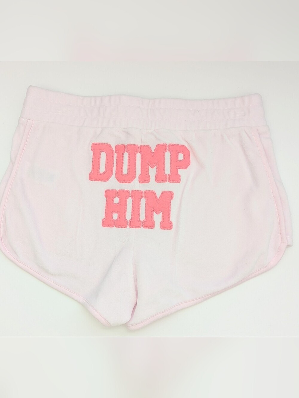 NWT Juicy Women's (Small) Light Pink Velour Elastic Waist "Dump Him" Shorts